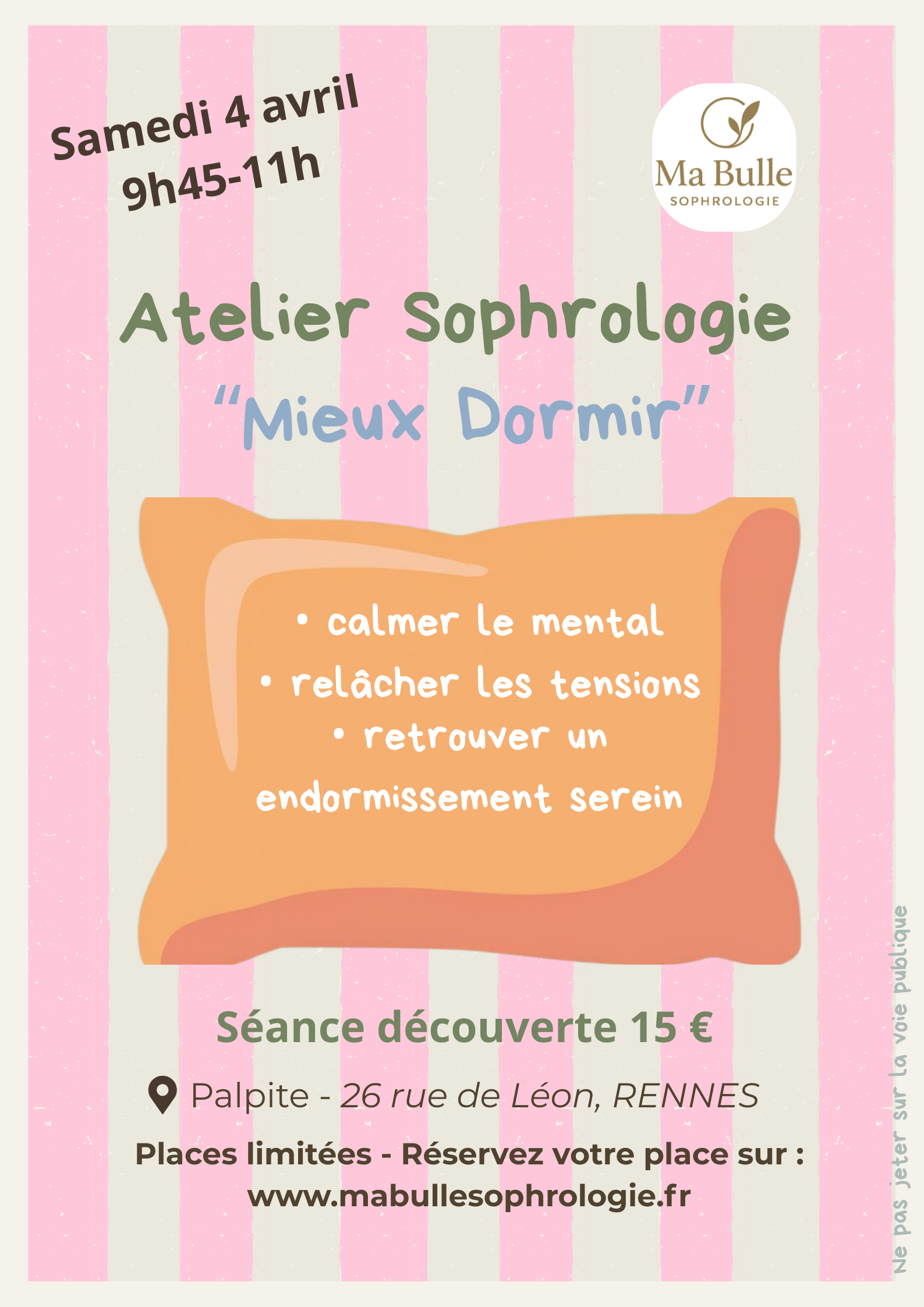 Lire la suite à propos de l’article 🌙 Atelier Sophrologie : Et si vous retrouviez enfin un sommeil apaisé ?